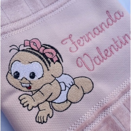 Toalha Bordada Personalizada Mônica Turma da Monica Baby