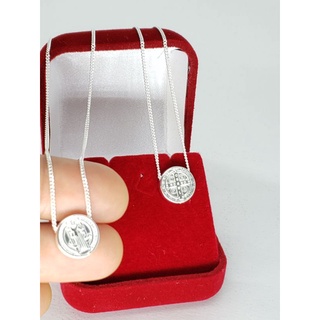 Escapulario masculino feminino placa São Bento 70cm Prata 925 legítima