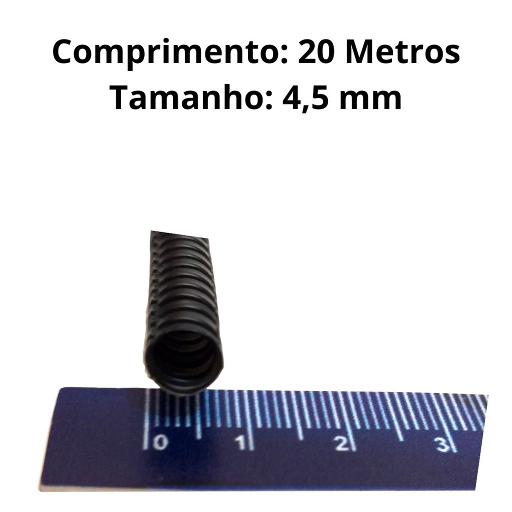 Rolo Kit Espaguete Corrugado 4,5mm 7,5mm e 10mm 20 Metros De Cada Mangueira Conduite Som Fios Elétricos Reforçado · foto 2