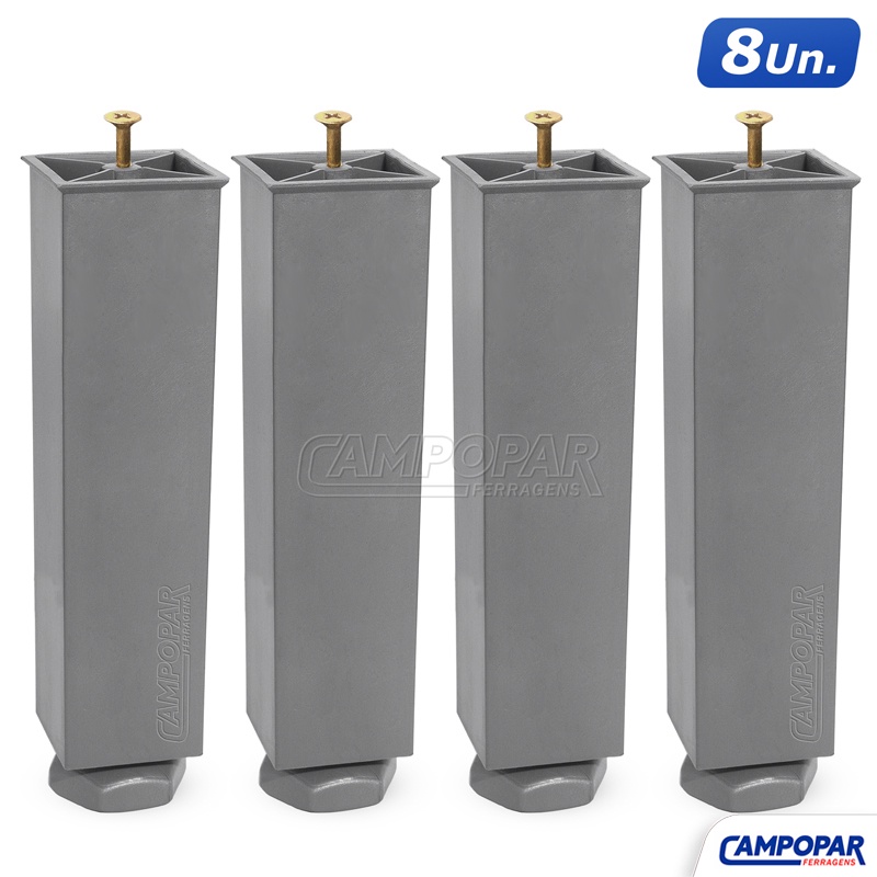 Kit 8 Pés Para Móveis Armário, Cozinha, Gabinete Regulagem De 17 A 19cm + Parafuso em Oferta na Shopee