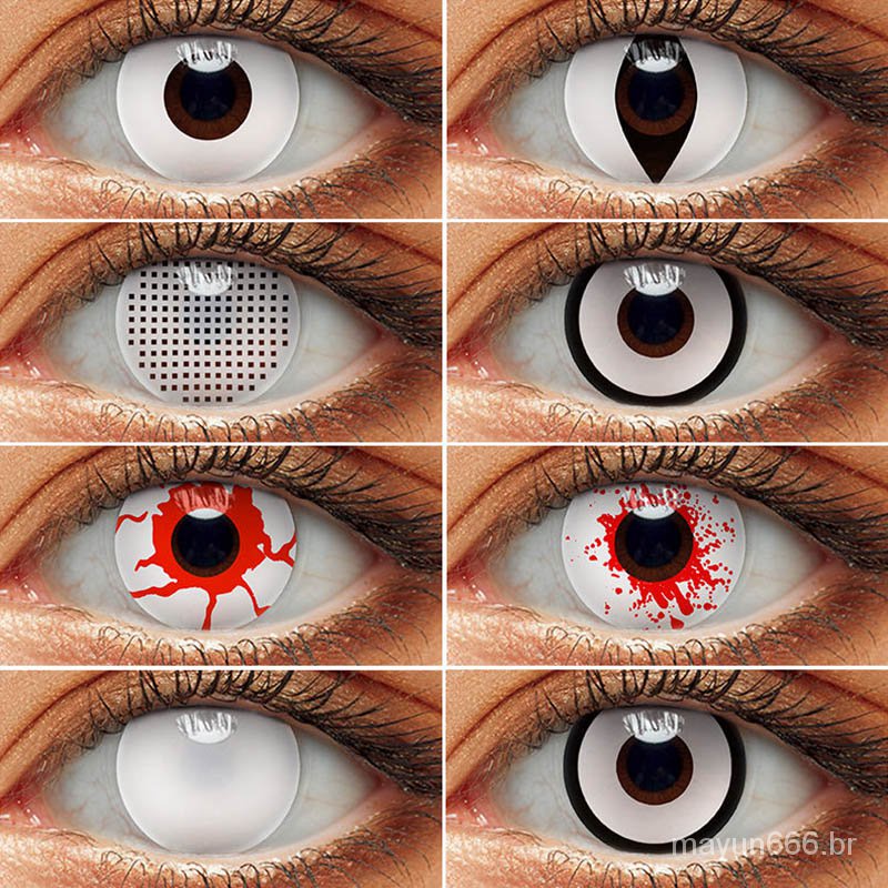 Ready Stock Lentes De Contato Coloridas Para Olhos De Halloween Vampiro Zumbi Anime Lentes De Olho Branco Maquiagem Makeup Shopee Brasil