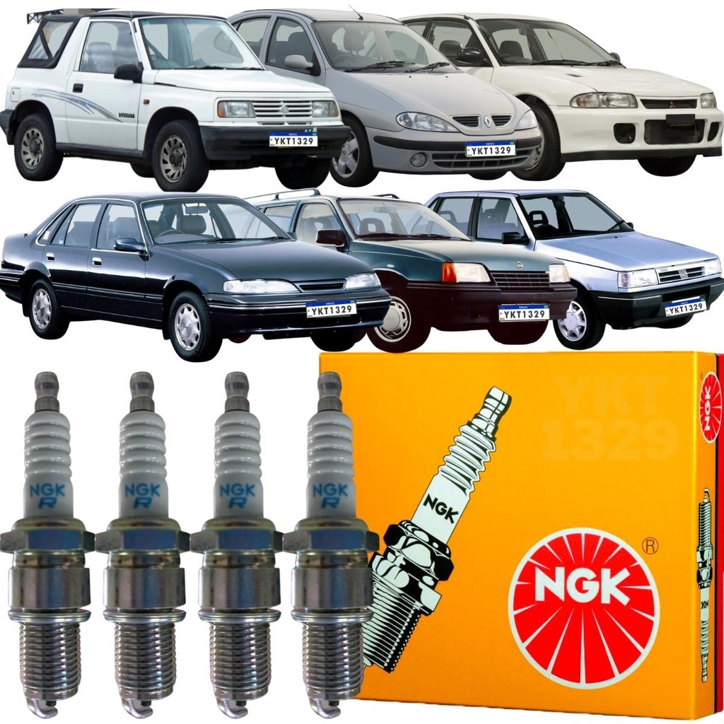 Jogo de Vela Original NGK Buggy M-8 1985 1986 1987 á 2007 2008 2009 Vision 3.3 Espero 2.0 Prince Super Salon Engesa Elba Premio Tempra SW Uno Ipanema Kadett Monza Sephia Colt 1.3 Lancer Vitara 1.6