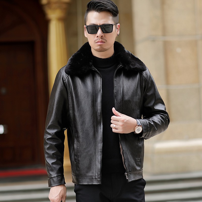 jaqueta de couro com gola