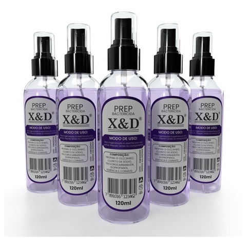 5 Preps XED 120ml Bactericida Para Cuidados da Unha