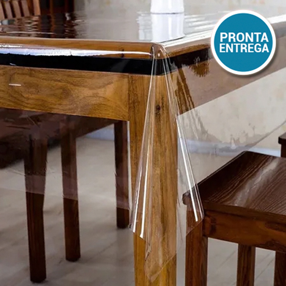 Toalha Plástico Protetor de Mesa Transparente PVC 140x140cm - Envio Rápido