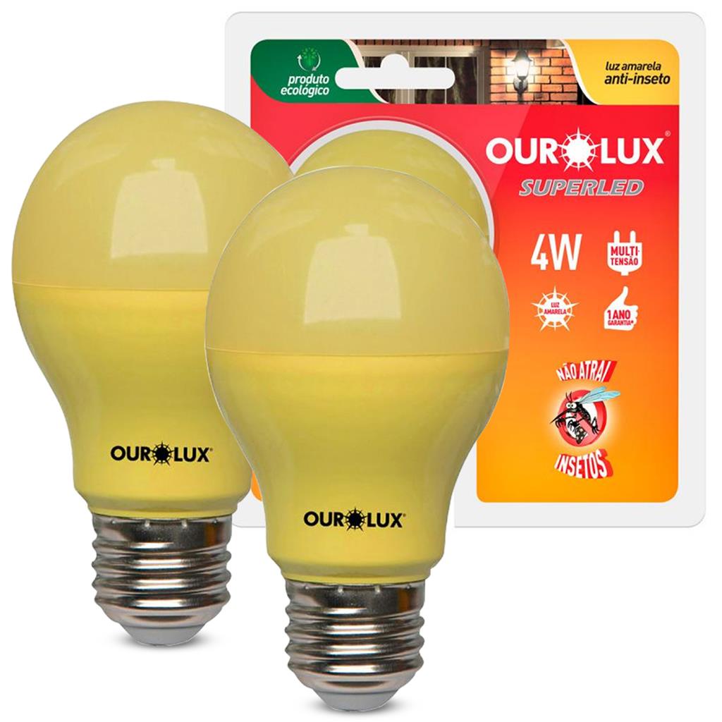 Kit 2 Lampadas Led Anti-Inseto A60 4W Bivolt E27 1600K em Oferta na Shopee