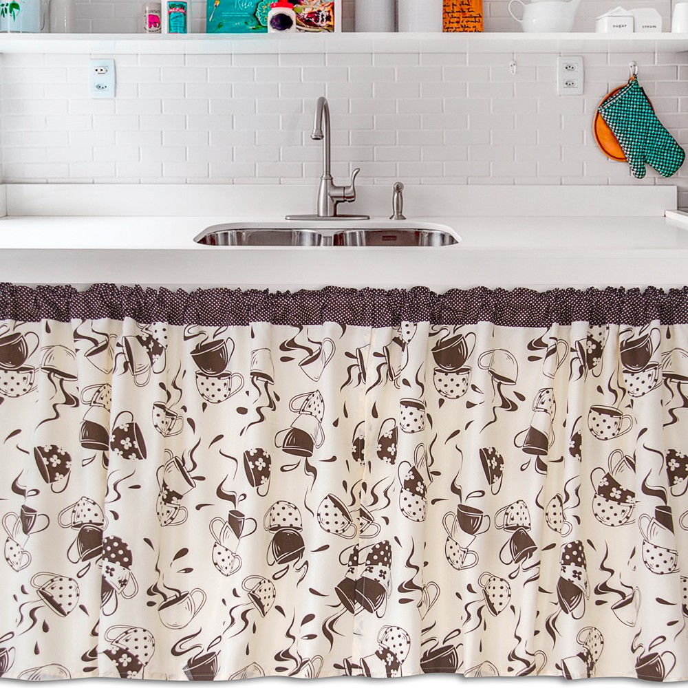 Cortina para Pia 2,20m x 80cm de Altura - Estampa Cappuccino