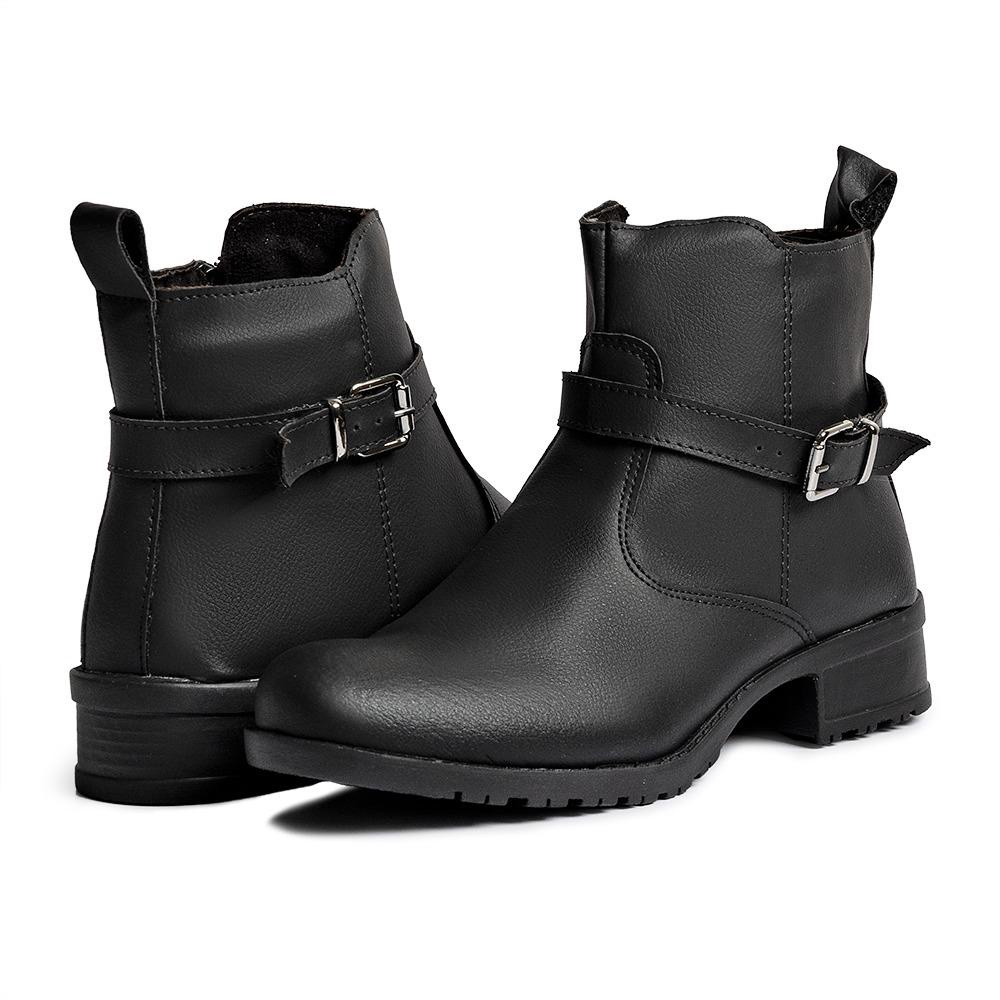 Bota Preta Feminina Botinha Coturno Salto Baixo Cano Curto Tratorada Moda Feminina Envio Rápido