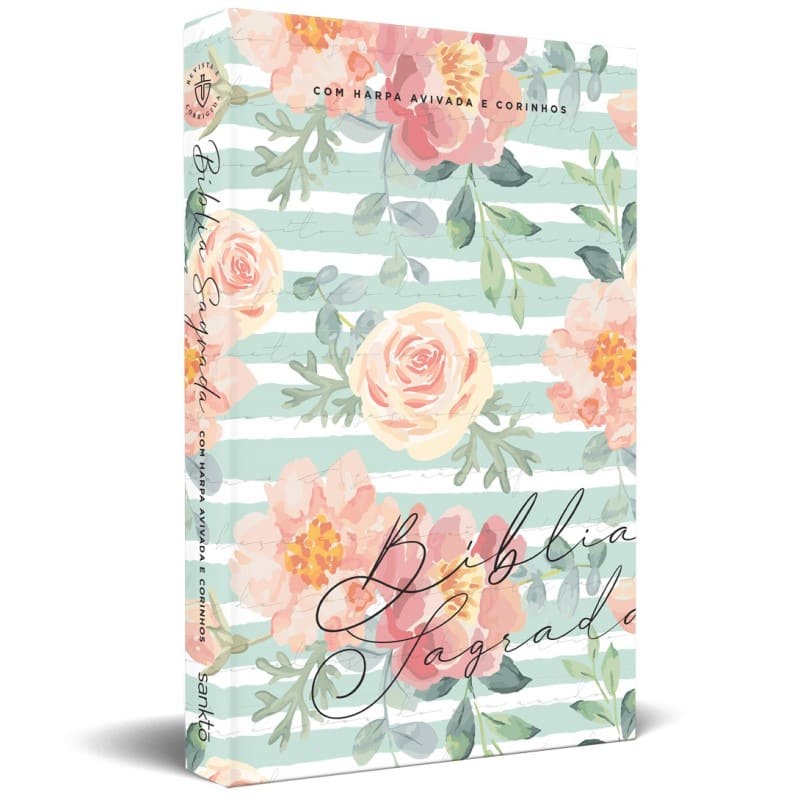 Bíblia Sagrada | ARC | Harpa | Letra normal | Capa Dura | Floral Cântico em Oferta na Shopee