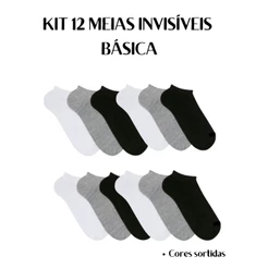 Kit Meias 12 Pares Cano Invisível Basica 39/43 Soquete Nova
