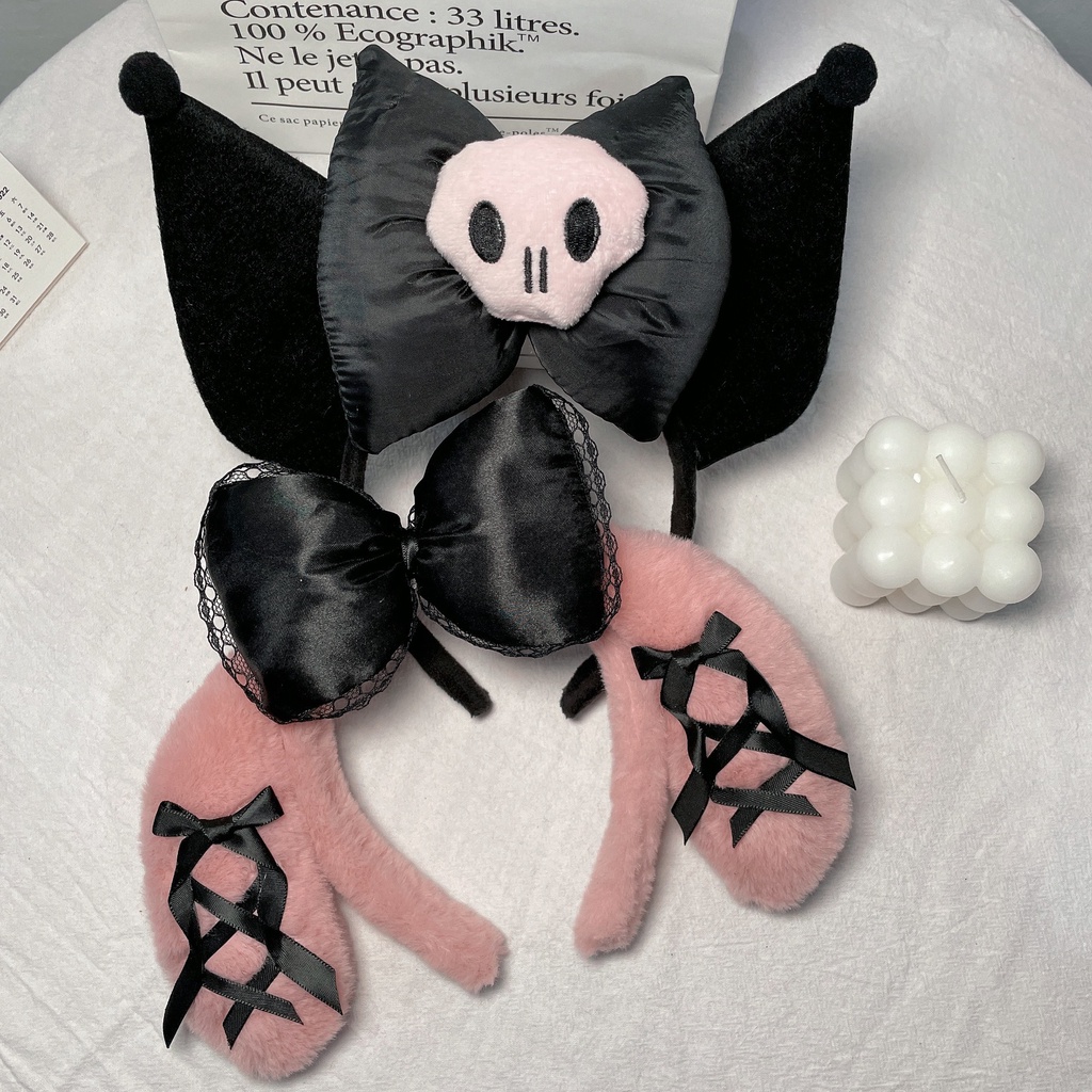 Fashion New Cosplay Kawaii Cute Headband Female Kuromi Melody Headband Harajuku Dark Cartoon Design Girl Hairpin Plush