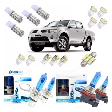 Kit Lampadas Led + Super Branca L200 Triton Teto Ré Techone