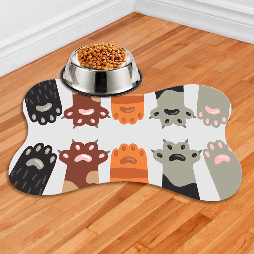Tapete Para Comedouro PET Antiderrapante - Ossinho - 38x25 - PATAS GATOS em Oferta na Shopee