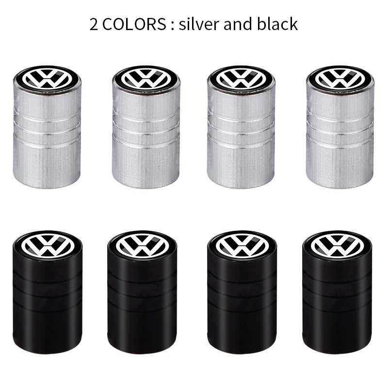 4 Pçs/set Interruptor De Ar Do Carro Preto/Prata Alumínio Cilíndrico Haste Da Válvula Roda Núcleo Capa Para VW Volkswagen Jetta MK5 Golf Passat 3B7 601 171 — imagem 2 de 2