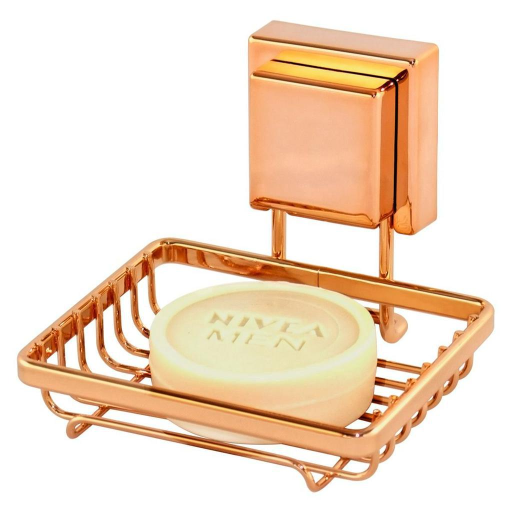Saboneteira Com Fixação por Ventosa Banheiro Cobre Rose Gold