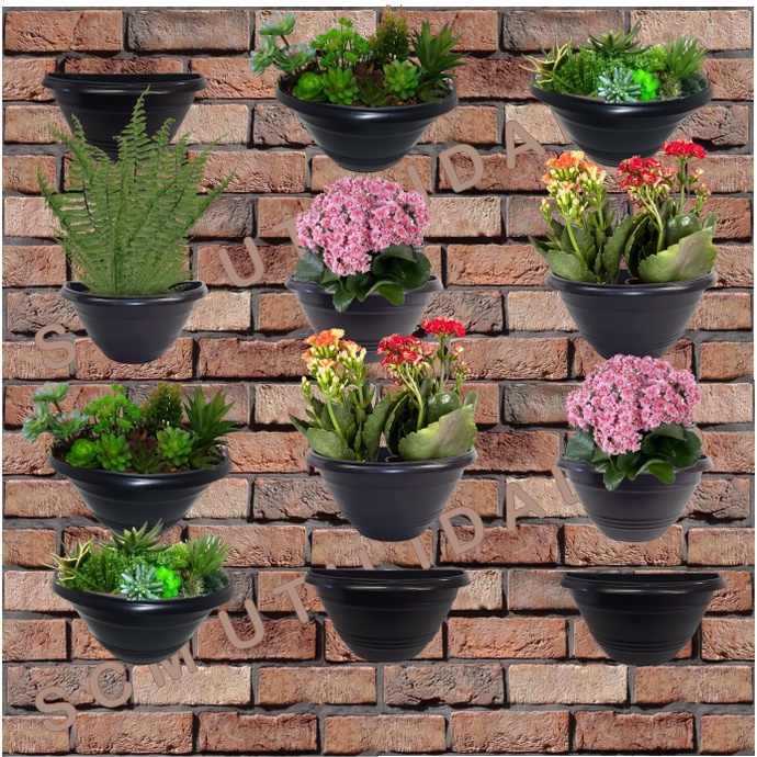 12 vasos de parede 1 litro - vaso para - jardim vertical - meia lua -  floreira de parede - pequeno - decoração - jardim - flores | Shopee Brasil