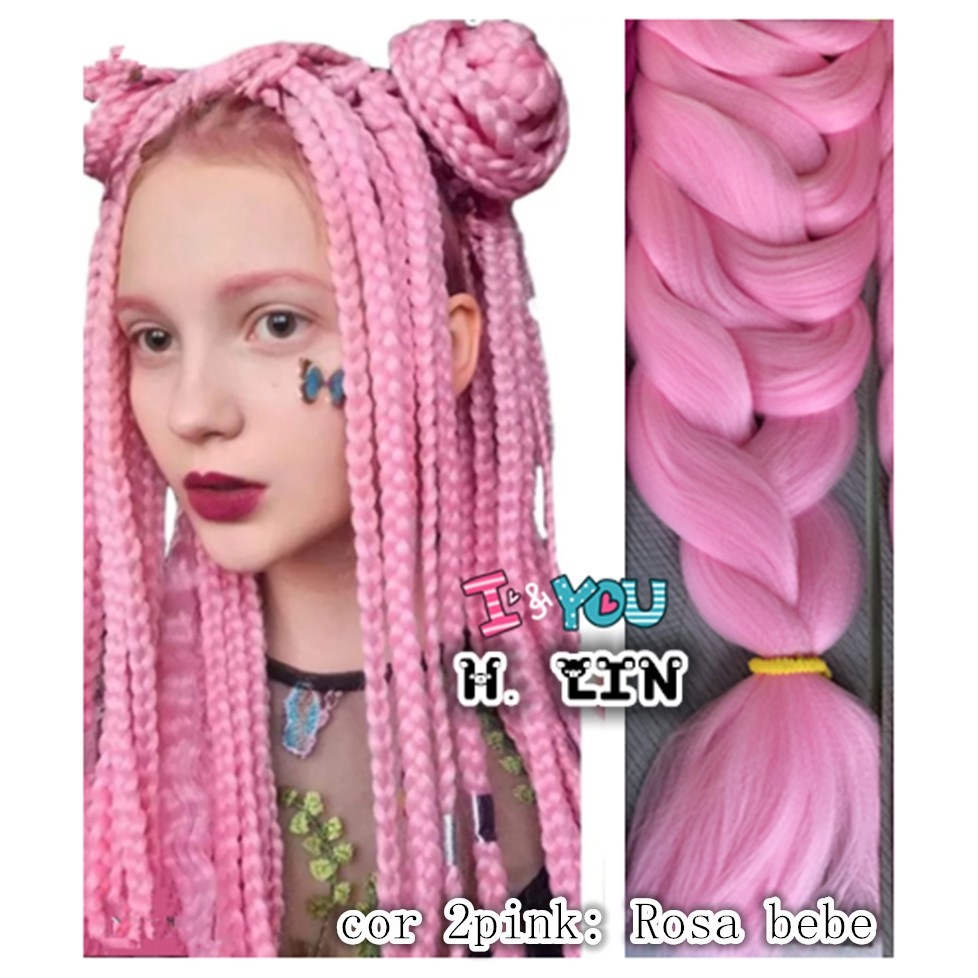 Kanekalon Jumbo Trancas Box Braid Twist Cor 2pink Rosa Bebe Marca H Lin 165gramas 8cm Shopee Brasil