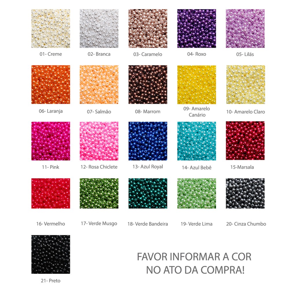 Perola ABS com furo passante 3mm- 1.000 unidades- Artesanato