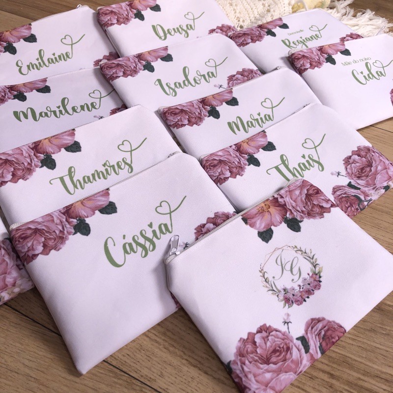 Envio Rápido Necessaire Personalizada  para Madrinhas Casamento Floral Rosa