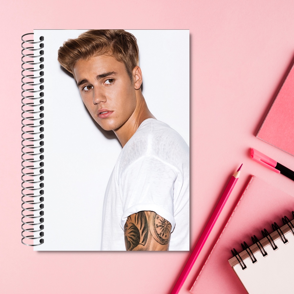 Caderno com Capa Dura Justin Bieber - 50 folhas | Shopee Brasil