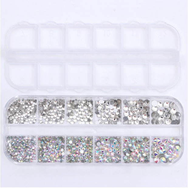 Kit Estojo Strass Transparente Colorido Furta cor com Fundo Plano em Tamanhos SS3 SS4 SS5 em Oferta na Shopee