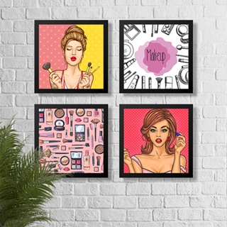 Kit 4 Placas Quadros Decorativos Salão de Beleza Maquiagem Fashion em Oferta na Shopee
