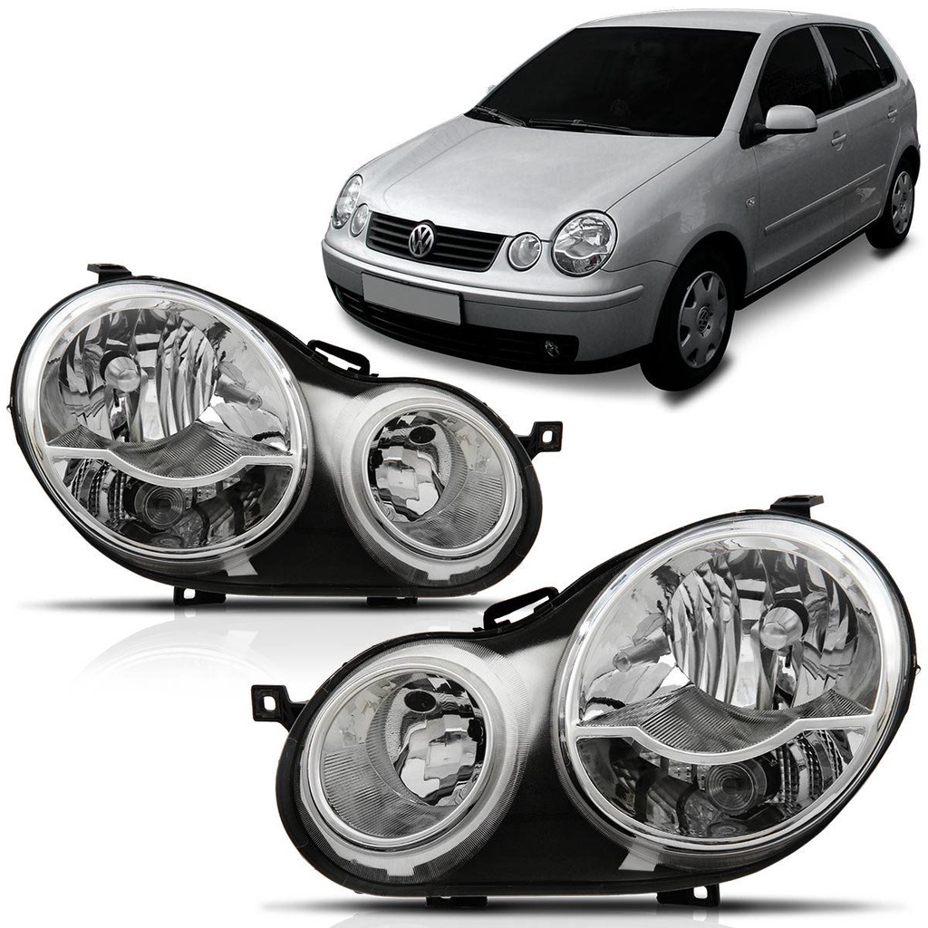 Farol Polo 2003 2004 2005 2006 Foco Duplo Cromado - Spare Parts and Accessories for Vehicles