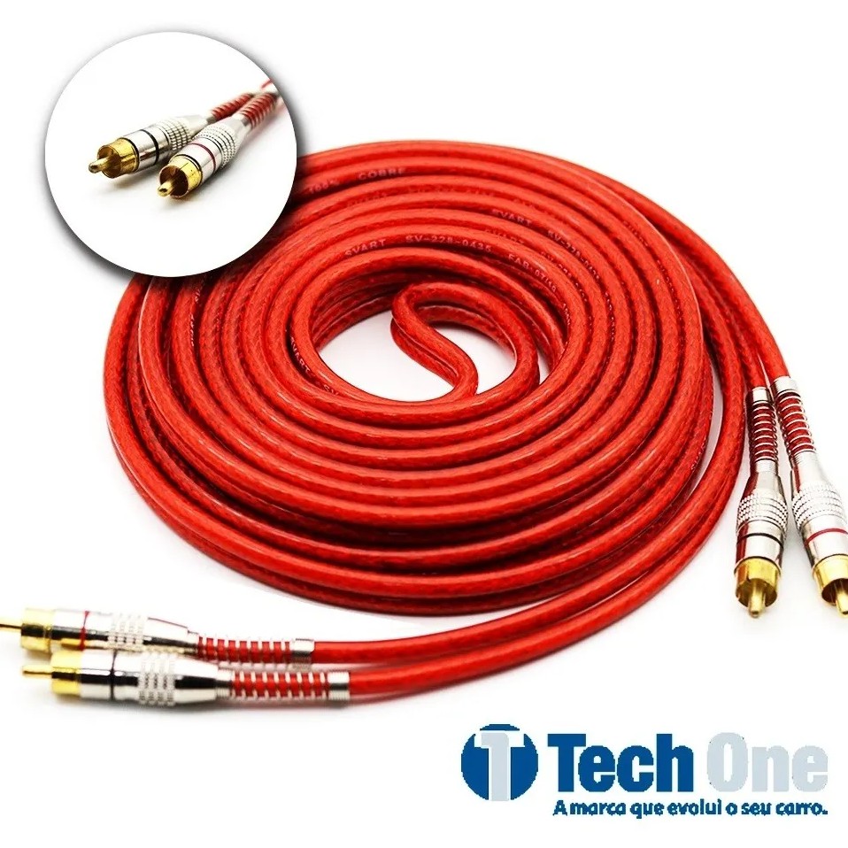 Cabo Rca Prime Dupla Blindagem Modulo 5 Metros 5mm Vermelho em Oferta na Shopee