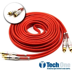 Cabo Rca Prime Dupla Blindagem Modulo 5 Metros 5mm Vermelho