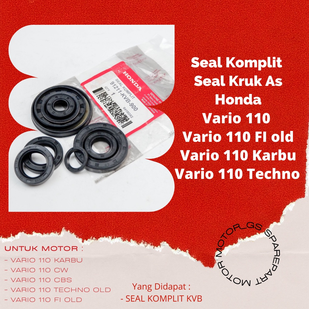 Vedação Completa Para Carburador/Virabrequim Honda Vario 110 , Eixo Polia Da Roda , Selah E cvt Traseiro-91211-KVB-900