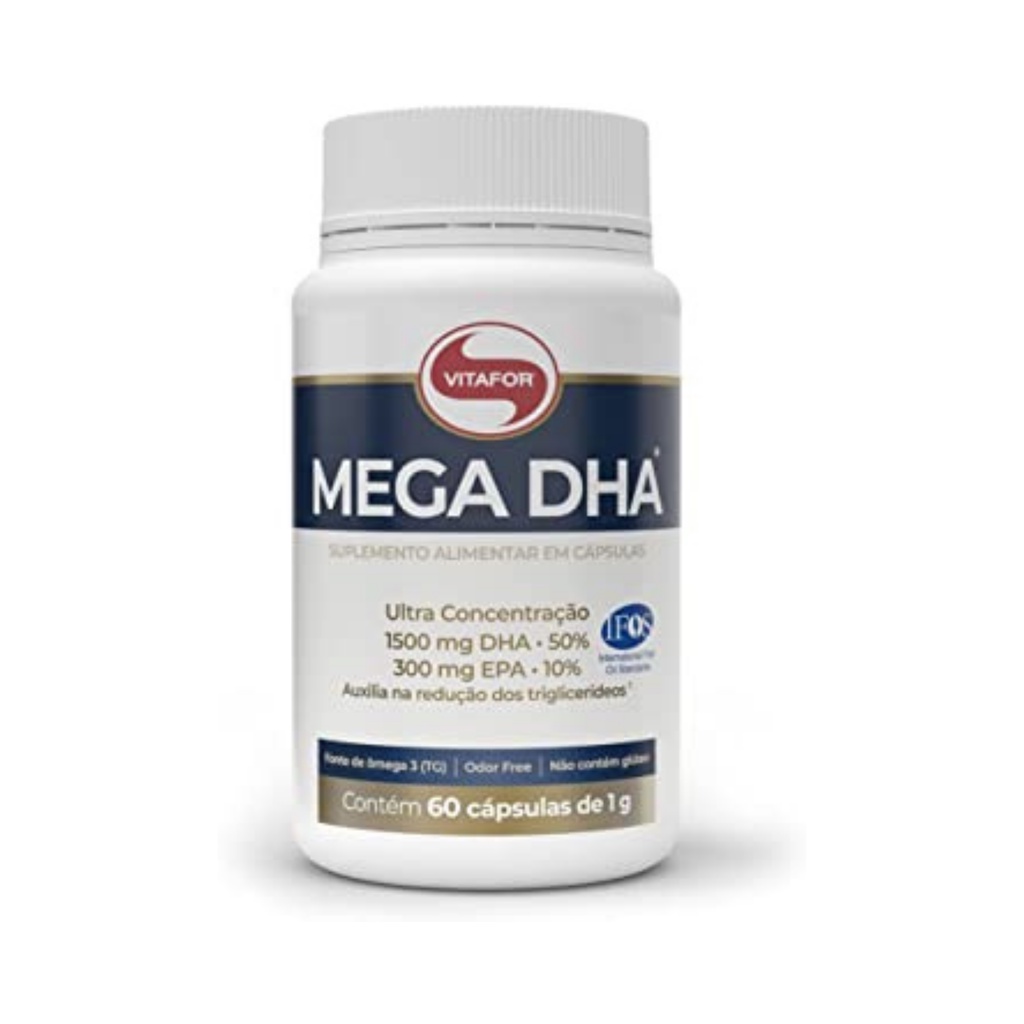 Mega DHA 1000 mg Vitafor 60 Cápsulas com 1500 mg de DHA e 300 mg de EPA Odor free