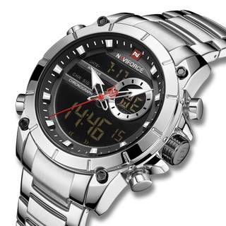 Naviforce Moda Esporte Chronograph Quartz Men Watch Strap Aço À Prova D 