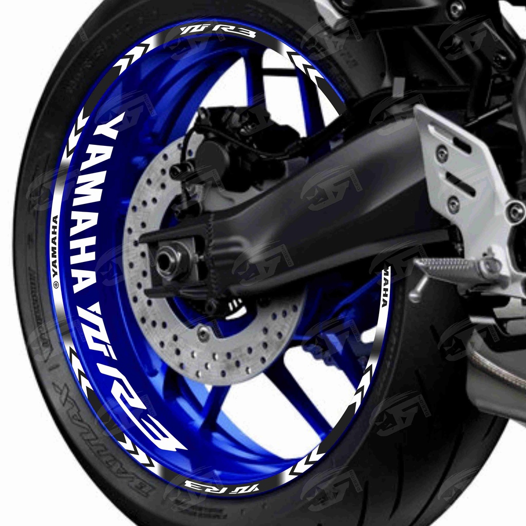 Adesivo Friso Refletivo Roda Moto Yamaha YZF R3 + Adesivos Internos M01 roda azul