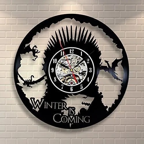 Game Of Thrones Winter Is Coming - Relógio Disco De Vinil Decoração