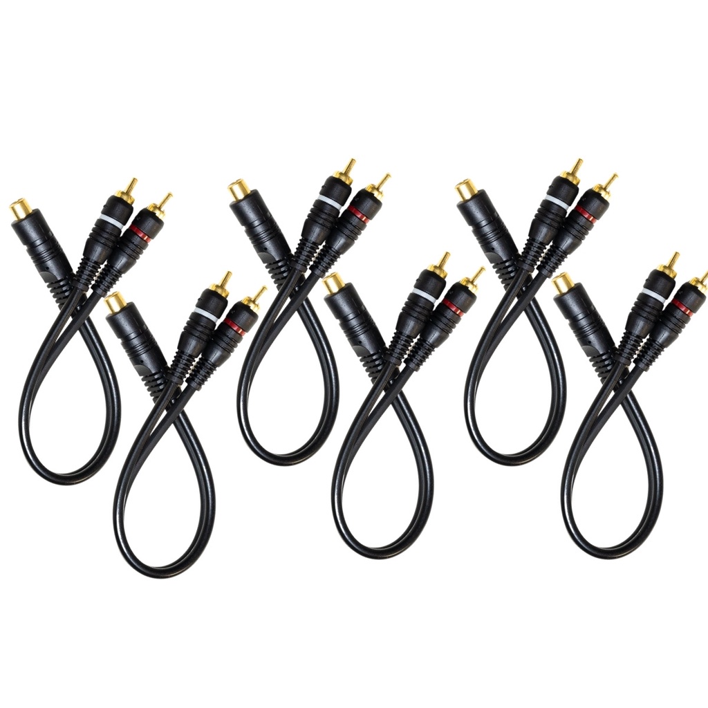 Kit 6x Cabos Y 2 Machos e 1 Fêmea Semi Blindado RCA Injetado 4mm Som Automotivo Amplificador Atacado
