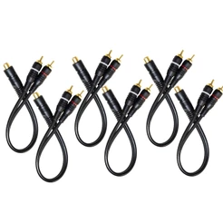 Kit 6x Cabos Y 2 Machos e 1 Fêmea Semi Blindado RCA Injetado 4mm Som Automotivo Amplificador Atacado