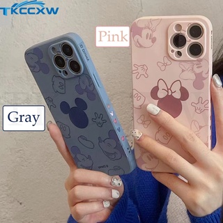 Capa De Silicone Borda Reta TPU Luxo Desenho Mickey Minnie Para iPhone 12 13 Mini 13 12 11 Pro MAX XS XR X 7 8 6 6S Plus SE 2020