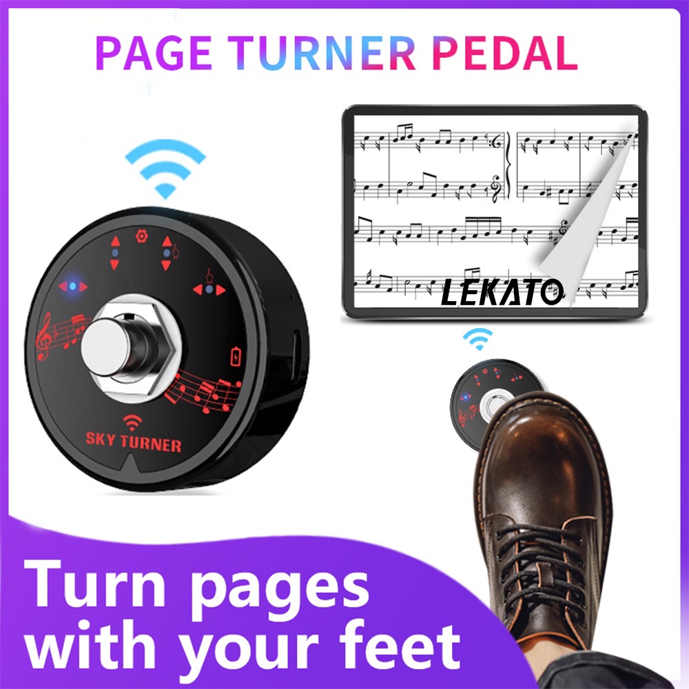 St-1 Pedal Turner Sem Fio Para Tablets App Controles Mãos Pé Step On Bluetooth Guitarra Page