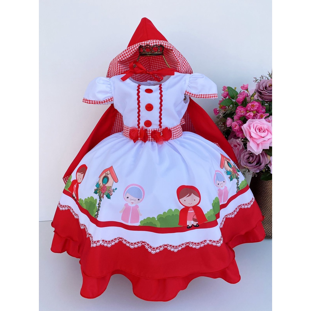 Vestido Chapeuzinho Vermelho com capuz
