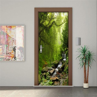 Adesivo De Parede Pvc Impermeável De Porta Papel De Parede Natureza Floresta
