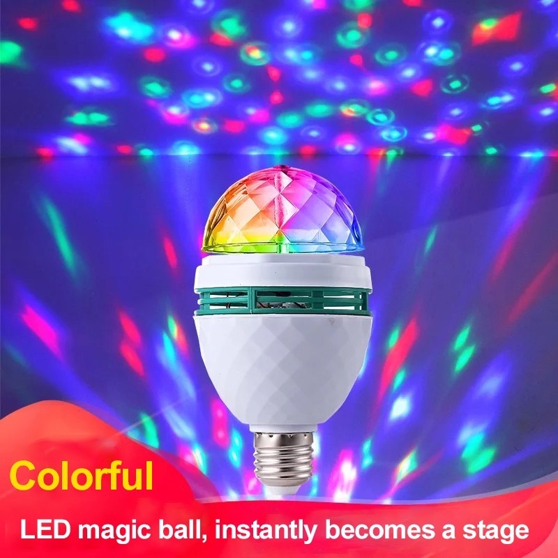 Lampada Globo 3w rotação automática RGB LED lâmpada de palco luz de festa discoteca em Oferta na Shopee