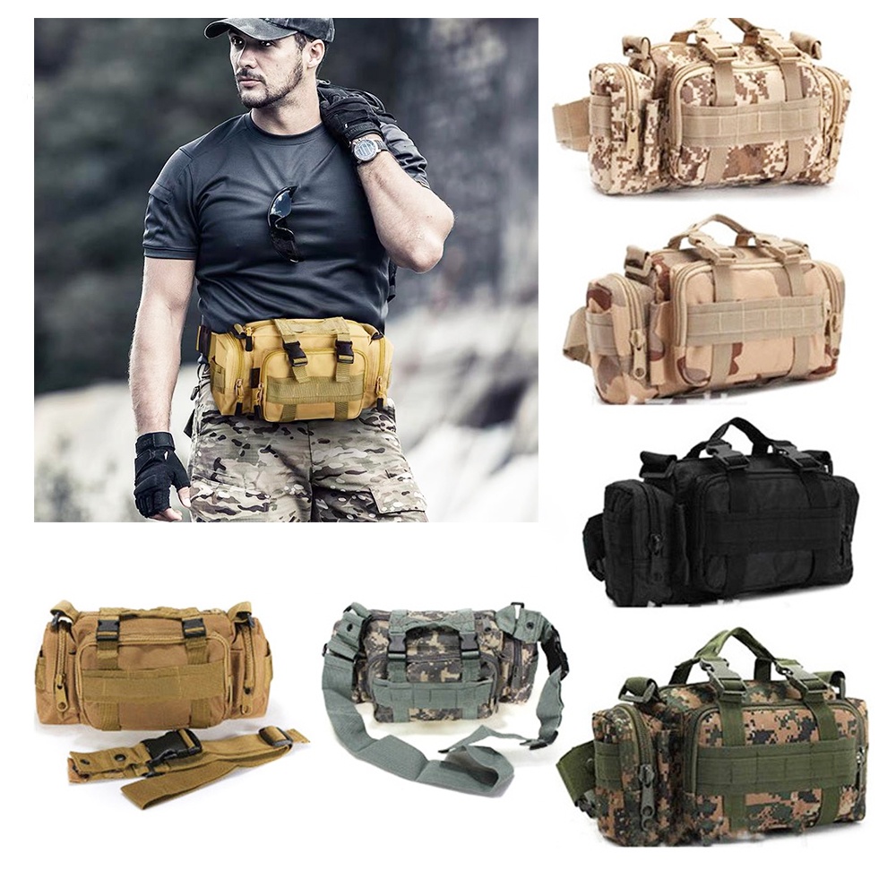 Pochete Bolsa Tática Militar Impermeável Caminhada Esportiva Casual com Alça de Ombro