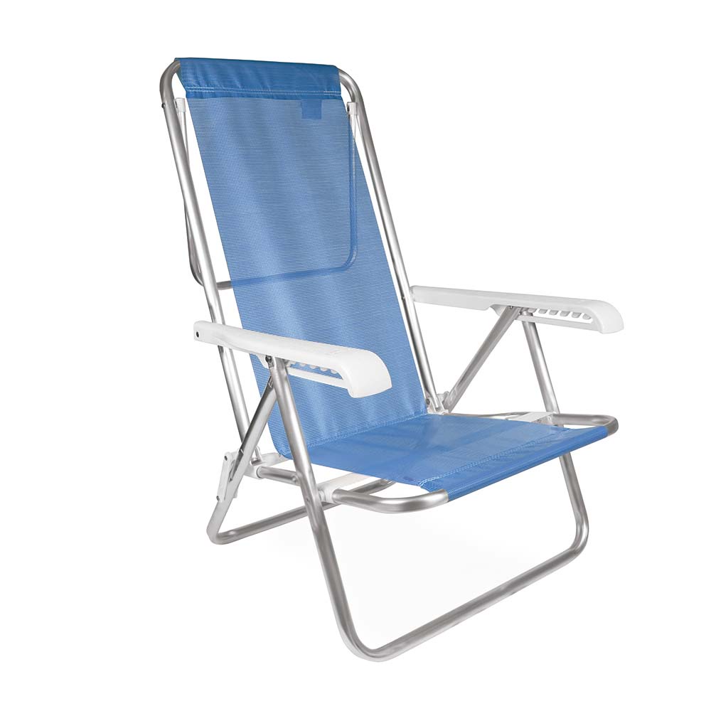 Cadeira de Aluminio Praia Azul Claro 8 Posições Praia Piscina Mor em Oferta na Shopee