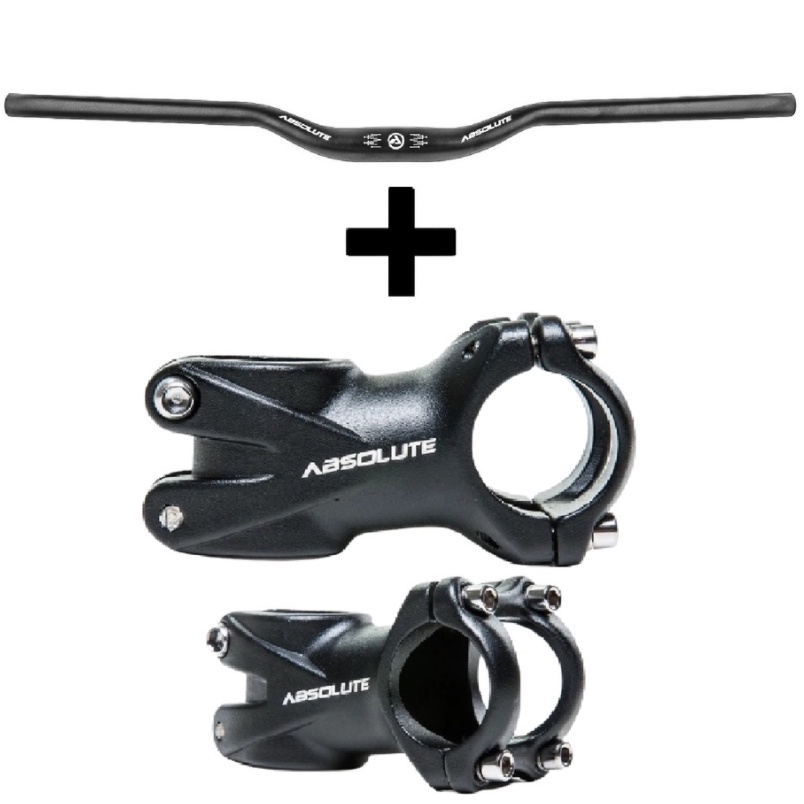 Kit Guidão Mtb 31.8/720mm Rise 20mm Avanço Mesa 6º Positiva Negativa 60 70 80mm Absolute HB-002