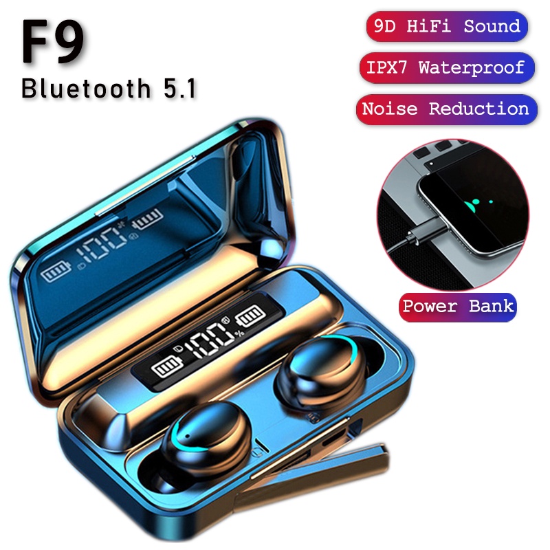 Fone Bluetooth jbl F9 Fone De Ouvido Sem Fio Com Microfone À Prova D'Água Esporte Fone De Ouvido Bluetooth 5.1 Air Pro Hifi Estéreo