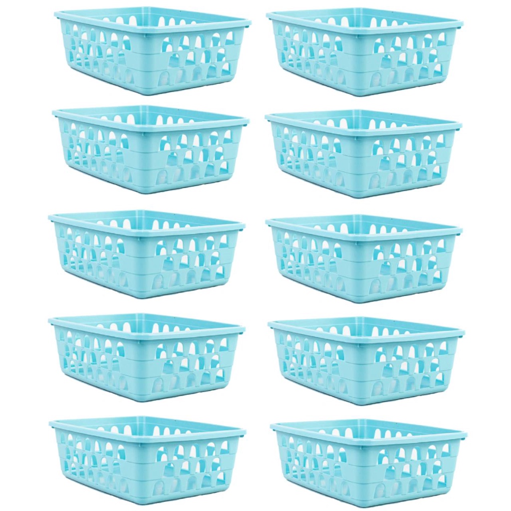 Kit 10 Cestos Multiuso Organizador Médio Azul 20x15,5x6,5Cm em Oferta na Shopee