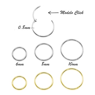 Piercing Argola Articulada Click Aço Cirúrgico P/ Aba Nasal 0.8mm - 1 Peça
