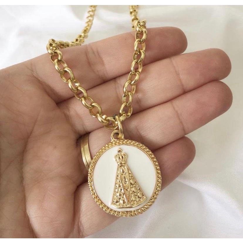 Colar Nossa Senhora Aparecida /Folheado a Ouro