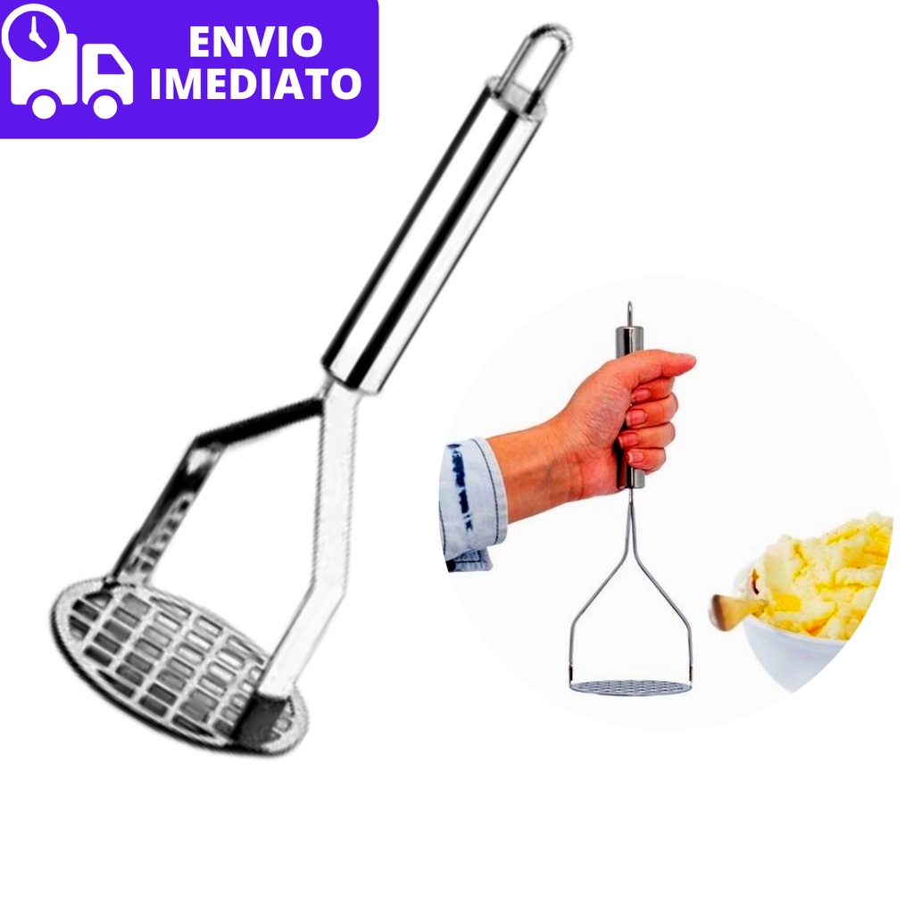 Amassador de Batatas Legumes Feijão Espremedor Aço Inox Redondo Para Pure