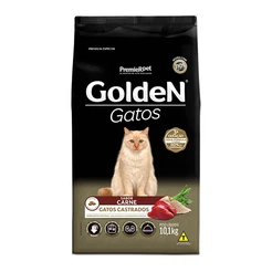 Ração Golden para Gatos Adultos Castrados Sabor Carne - 10,1Kg
